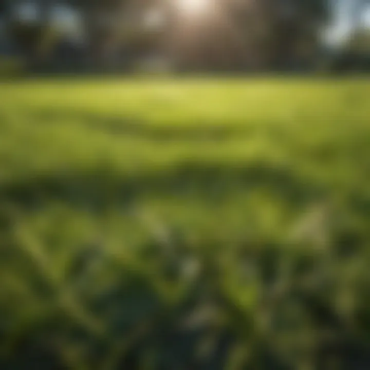 Lush St Augustine grass lawn under sunlight