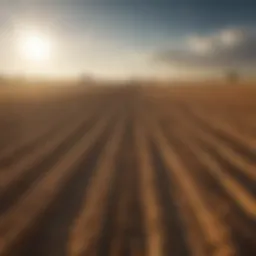 A field ready for dry harvesting showcasing ripe crops under sunlight