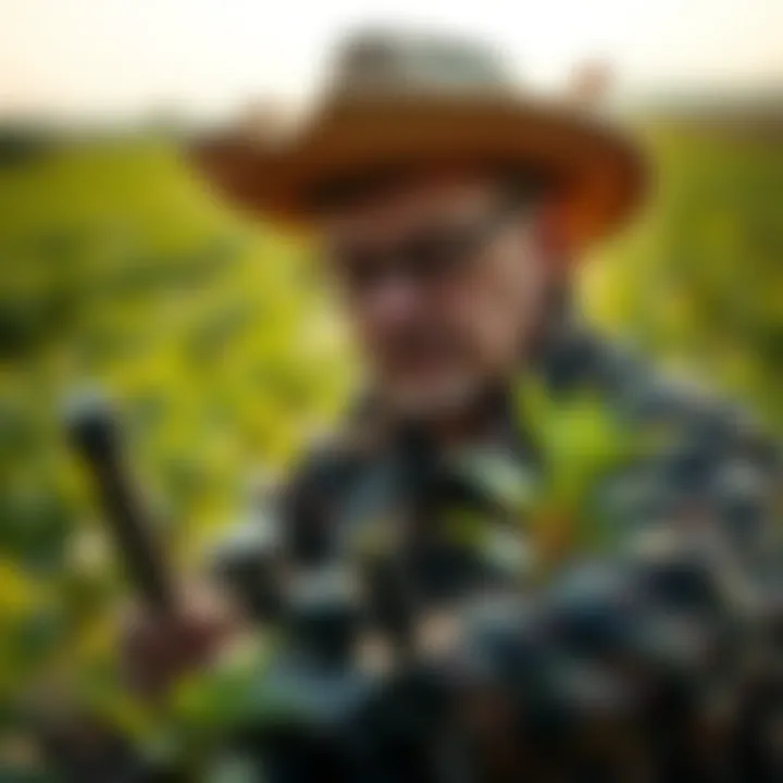 A farmer using advanced technology in the field, illustrating the blend of modern methods with traditional practices