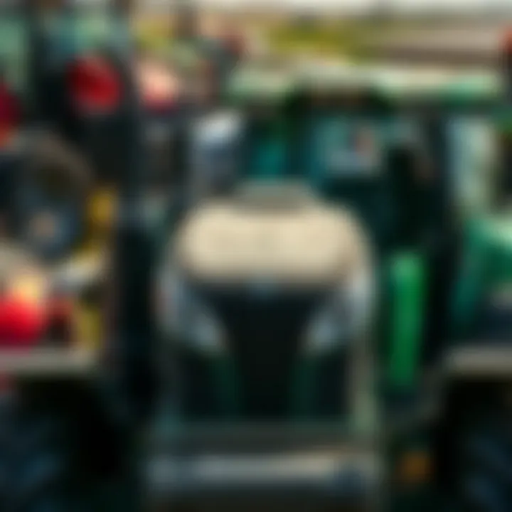 A close-up of various tractor types, showcasing their unique features and functions