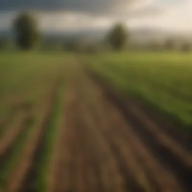 Serene Agricultural Landscape A serene agricultural landscape showcasing farmland under cultivation