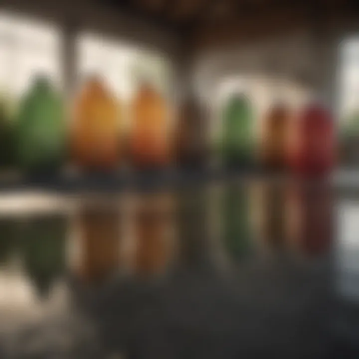 Variety of liquid fertilizers in different containers