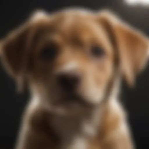 Close-up of a puppy with a bright, curious expression