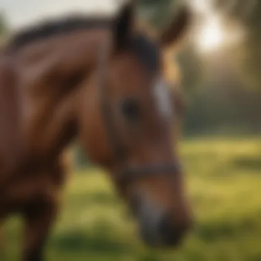 Healthy horse grazing in a lush pasture