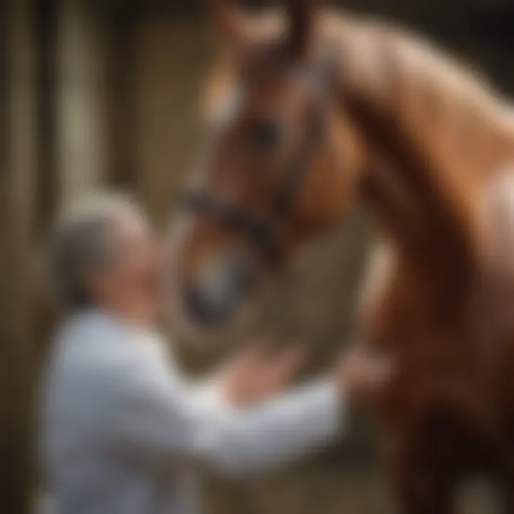 Veterinarian administering Panacur to a horse