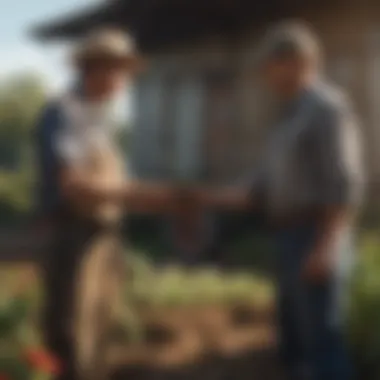 Building Relationships with Farmers An organic fertilizer dealer interacting with farmers