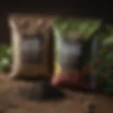 A close-up shot of organic fertilizers in different packaging