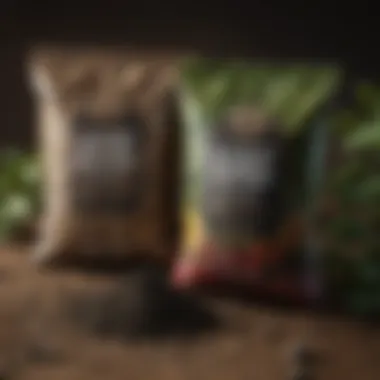 Diverse Organic Fertilizer Options A close-up shot of organic fertilizers in different packaging