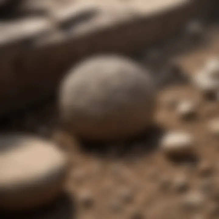 Close-up of stone burier components