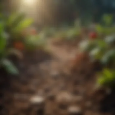 Soil Biodiversity A diverse ecosystem showcasing various plants and microorganisms thriving in soil.