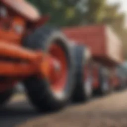 A detailed view of tractor pull behind trailer components