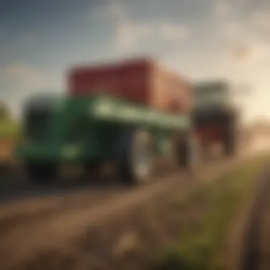 Functional Use of Trailer in Agriculture Tractor pull behind trailer in a field showcasing its functionality