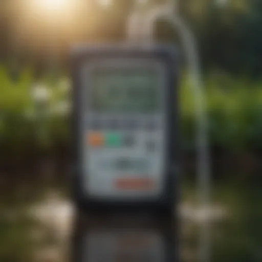 Detailed view of a pH TDS combo meter measuring water