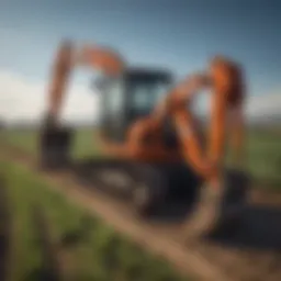 A small excavator efficiently working in a field