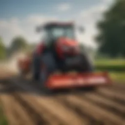 A tractor equipped with a ballast box demonstrating enhanced stability in a field