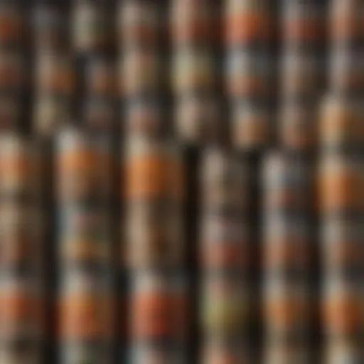 Close-up of vintage canned goods showing rust and wear