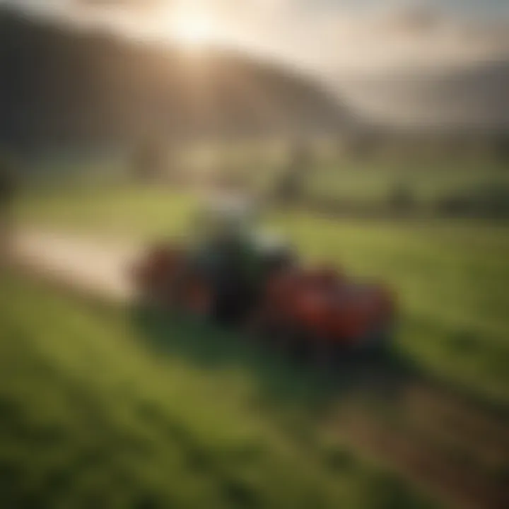 Sod harvester in action on a lush green field
