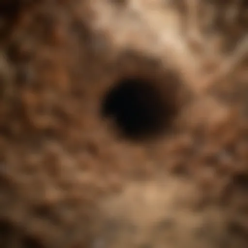 Close-up of a termite colony showcasing their intricate tunnel system