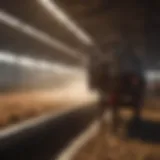 Used livestock blower in action at a dairy farm