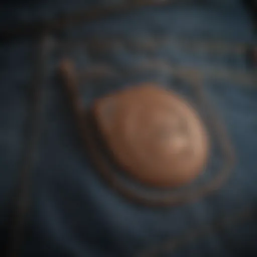 Close-up view of the unique stitching and design of 36MWZ Wrangler jeans