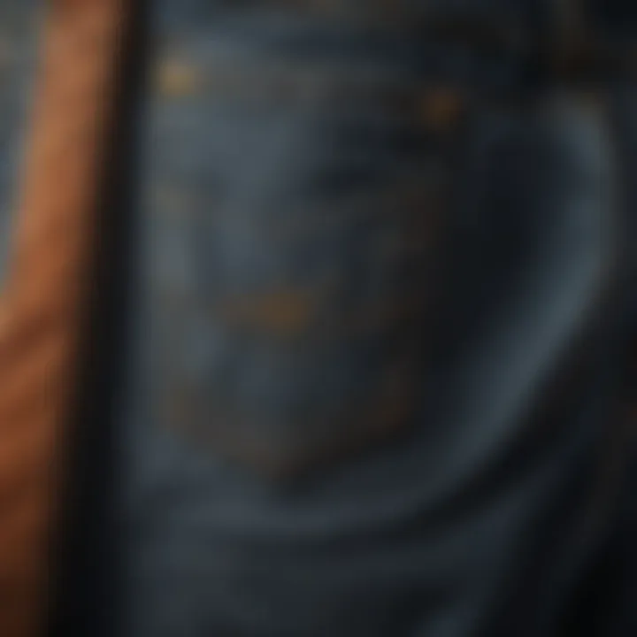 Display of various fabric textures used in 36MWZ Wrangler jeans