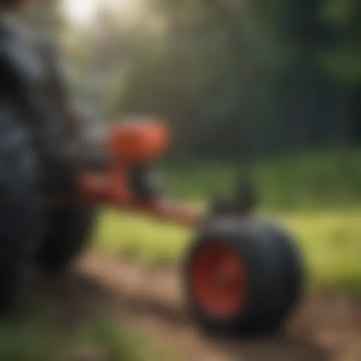 Close-up of the technical specifications of a sprayer attachment