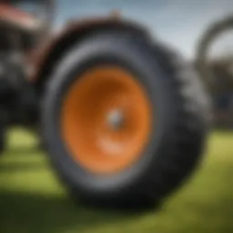 Close-up view of a zero turn turf tire showcasing its tread design and durability