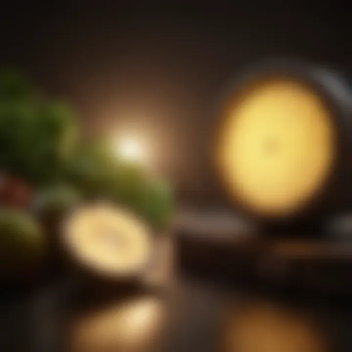 Comparison of fluorescent and LED lights showcasing brightness and color temperature