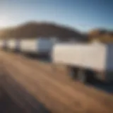 Diverse types of utility trailers lined up