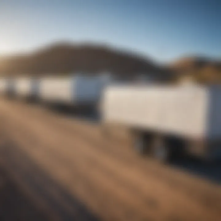 Diverse types of utility trailers lined up