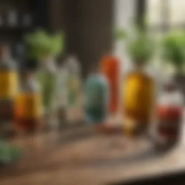 A diverse selection of acaricides displayed on a table.