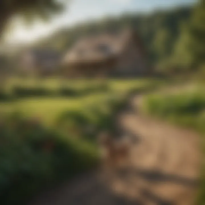 A serene view of Valley View Farm showcasing the lush landscape and puppy play area