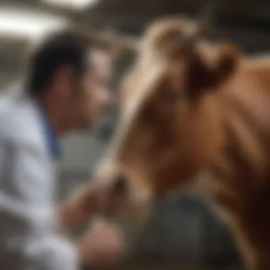 Veterinarian administering Ivamac to cattle