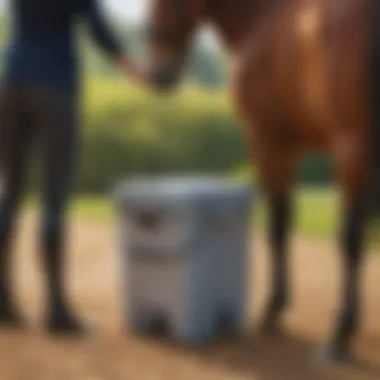 Equestrian adjusting the fit of the WeatherBeeta Cooler on a horse