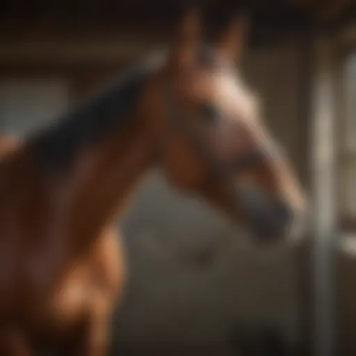 A horse wearing the WeatherBeeta Cooler in a stable