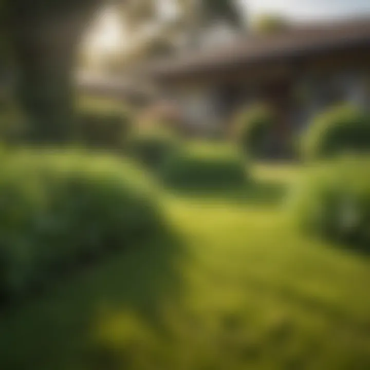 A lush green lawn treated with weed and feed; demonstrating effectiveness.