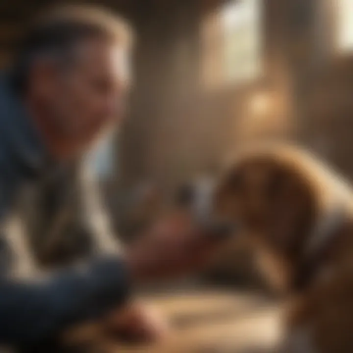 Dog owner consulting with a vet