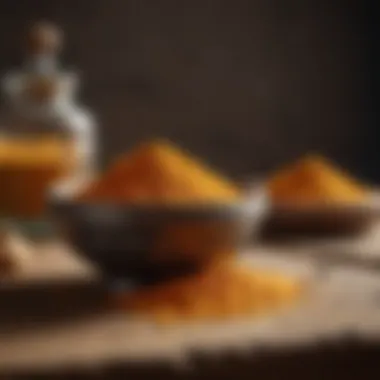 Curcumin powder displayed in a decorative bowl