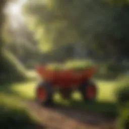 Yardworks lawn spreader in a garden setting