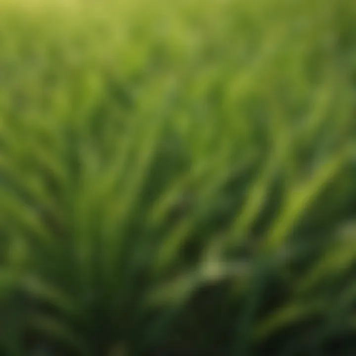 Close-up view of healthy zoysia grass blades